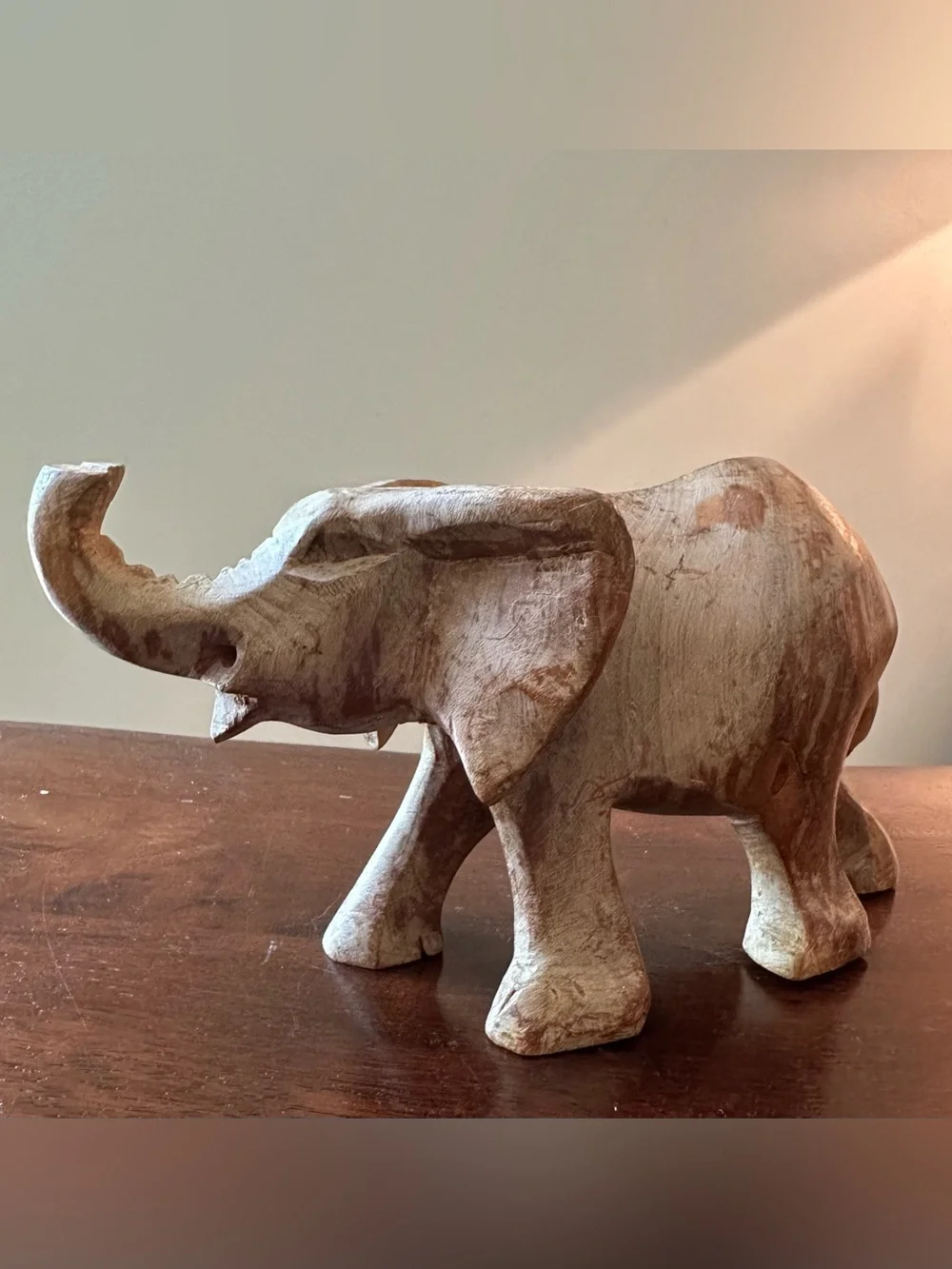 Wooden, hand carved elephant